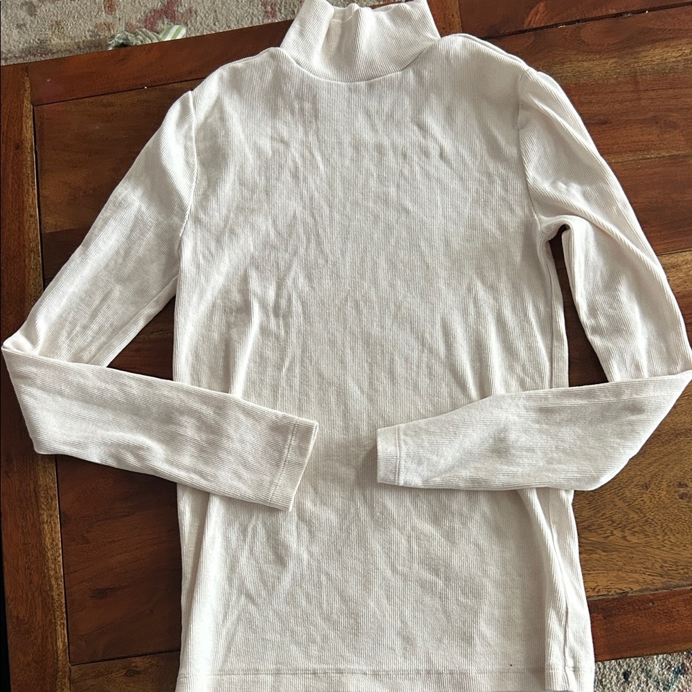 LOFT Soft Cream Ribbed Top